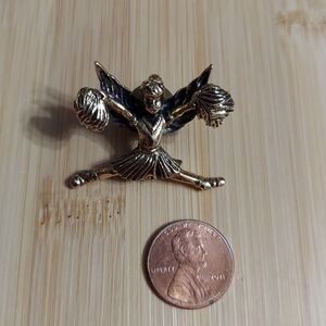 Camco Vintage Textured Gold Tone Cheerleader Pin